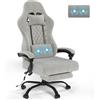 Devoko Sedia Gaming Tessuto Con Supporto Lombare, Poggiapiedi,Sedia Gaming Ergonomica Massaggiante Con Poggiapiedi Telescopico,Portata 150 Kg,Girevole a 360 Gradi Colore Colore Grigio