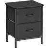 HOMIDEC Comodino Alto 55 cm, Tavolino con Struttura in Metallo e 2 Cassetti in Tessuto di Grande Capacità per Camera da Letto, Soggiorno, Nero