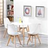 DEYARNA HOME Tavolo da Pranzo Rotondo da 80 cm con 4 Sedie da Pranzo Imbottite Scandinave, Ideale per Cucina, Soggiorno, Sala da Pranzo e Ufficio (Bianco, 80 * 80 * 75cm)