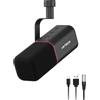 IXTECH Microfono dinamico cardioide con copertura per microfono, microfono vocale USB XLR per podcasting, streaming, registrazione, gioco e voice-over (nero)