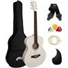 TIGER ACG2-WH Chitarra acustica full size 4/4 con corde in acciaio per principianti - La confezione include custodia, tracolla, piastra antigraffio e corde di ricambio - Bianco
