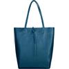 TAKEASY Borsa Tote in Vera Pelle Morbida con Cerniera - Borsa Shopper Donna Grande per Viaggi E Lavoro - Made in Italy (Blu Navy), Navy