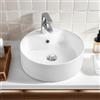 NUESTRA VIDA Lavabo Rotondo 41x41x14,5cm, Lavabo in Ceramica con Foro per Rubinetto e Troppopieno, Lavandino Bagno Lavanderia Piccolo Lavabo per Toilette Ospiti Lavabo da Appoggio Bianco