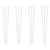 Emuca - Set di quattro gambe a forcina, Gambe Hairpin con 3 aste per tavolo, altezza 710 mm, verniciate bianco, acciaio