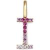 SINGULARU - Charm Letter Spark Sakura. Iniziale in Argento Sterling con Finitura Placcata Oro 18Kt e Zirconi. Gioielli da Donna. Lettera I