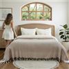 BOHORIA® COPRILETTO 220 x 240 cm effetto waffle Santorini | extra large | 100% cotone | Oeko-Tex® | Copritutto per divano, poltrona e letto | Coperta in lana (seppia)