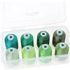 New brothread - 15 Opzioni - 8 Bobine a scatto da 1000m ogni Poliestere Filo di Ricamo Macchina con scatola di plastica di stoccaggio per Ricamo e Quilting - Different Green