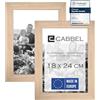 CABBEL confezione doppia (set di 2) cornice 18x24 cm, naturale, robusta cornice in legno MDF, plexiglass infrangibile, da appendere e da appoggio, ideale per foto/immagini/collage