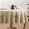 Wracra Tovaglia in Poliestere Impermeabile macramè, tovaglie in Stile Lino Lavabili Senza Pieghe, tovaglia per Interni ed Esterni per Feste di Matrimonio e Decorazioni domestiche (Rotonda, 120cm)