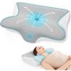 Restnature Cuscino Cervicale Ortopedico Memory Foam per Dolore al Collo - 2 in 1 Supporto Collo/Spalle, Ideale per Dormire su Fianco/Schiena/Pancia, Doppia Altezza (60x41,5x10/12cm),Federa Sfoderabile e Lavabile