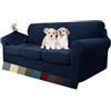MAXIJIN Copridivano elasticizzato a 3 Posti con 3 Copricuscini, Copridivano antiscivolo a tre posti con Copricuscino Separato per animali domestici, cani (3 Posto, Blu Navy)