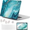 MUSHUI 4 in 1 Custodia per MacBook Pro 13 Pollici 2022-2016 (Modello: A2338 M1 M2 A2289 A2251 A2159 A1989 A1706 A1708), Morbida Case & Tastiera Cover per Mac Pro 13.3, Marmo Teal
