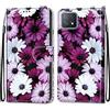 Mo-Somnus Cover per Oppo A72 5G / A73 5G / A53 5G, Custodia in PU Pelle Magnetica Libro Flip Caso Antiurto Portafoglio con Porta Carte e Cinturino da Polso Wallet Protettiva Case (Fiore 2)