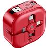 ASICEN 3 in 1 Cavo di Ricarica Retrattile[1,2M], Multi Cavo di Ricarica, Cavi Multiplo 4.5A Rapida con Tipo c/Micro USB/iP per iPhone, Samsung Galaxy, Huawei, Xiaomi, Sony, LG, Pixel-Rosso