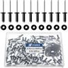 JTAREA 130 Pezzi 4,8 × 12,7 mm Rivetti Ciechi in Alluminio con Rondella Rivette a Testa Larga Rivetto a Testa Bombata Ribattini Pop (Nero)