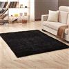 Hiser Shaggy Tappeto per Soggiorno, Moderno Soffice Peloso Ultra Molle Antiscivolo Tappeti Moquette per Interni Divano Camera da Letto Bambino Cameretta (Nero,60x160cm)