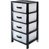 Avilia Cassettiera Nera con 4 Cassetti, per Cucina, Bagno, Ufficio e Camera - Organizzatore con Cassetti con Maniglia, in Polipropilene, 39.5x38x82 cm, con Ruote