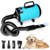 Memows Soffiatore per Cani, Asciugacapelli per Cani 2800W, Phon Cani velocità e Temperatura Regolabili, Meno Rumore Asciuga Cane Toelettatura Animali con 4 Ugelli per Uso Privato e Professionale (Blu)
