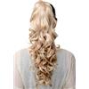 WIG ME UP - Toupet Coda di Cavallo Biondo molto chiaro Extension Clip a farfalla Delicati e pregiati Ricci Molto Lunga 50 cm SA09-202