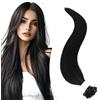 Elailite Extension Capelli Veri Cheratina 1 Grammo Nero Scuro, 25 Ciocche 100% Human Hair Indiani 45cm 25g #1