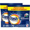 Dash Power Pods Detersivo In Capsule, Extra Smacchiante, 70 Lavaggi (2x35), Rimuove anche le macchie secche da 7 giorni, per una pulizia impeccabile