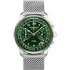 Zeppelin Orologio da uomo con cinturino in maglia milanese serie LZ126 Los Angeles cronografo data 7614M-4, argento/quadrante verde/cinturino in metallo, Bracciale