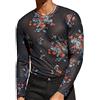 AIEOE Maglietta a rete da uomo, con glitter, lucida, trasparente, a rete, a maniche corte, a maniche lunghe, per club, abbigliamento estivo, a rete, C01# Camicia a maniche lunghe floreale, S