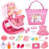 deAO Accessori per Bambolotti Bambole, 12 Bambola Bebè Set Include 2-in-1 lettino bambola, Bambole e Biberon, Ciuccio, Pannolini, 20 Pezzi New Born Baby Dolls per Bambini 3+ Anni