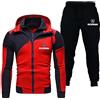 QNDHFITLD Sc.a_nia Tuta da uomo con cappuccio, classica, casual, doppia chiusura lampo, con cappuccio e pantaloni sportivi, Colore: rosso, L