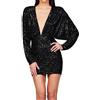 Generico Vestiti Donna Eleganti Paillettes, Vestito Donna da Cocktail Paillettes Pizzo Matrimonio Anni 80 Vestiti Natale Frange Vestito Camevale Donna per Festa Paillettes Brillante Discoteca