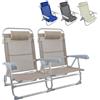 Mediawave Store 2pz Sedia Sdraio Spiaggina Mare Textilene con Cuscino Reclinabile in Alluminio