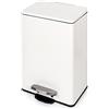 Emuca - Pattumiera rettangolare esterna Recycle con apertura a pedale, 20L, Verniciato bianco, Alluminio