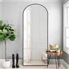 NeuType Specchio da Terra Regolabile con Cornice Arcuato e Supporto 163 x 54cm Lunga Lega di Alluminio Specchio Figura Intera Specchio da Parete Lungo per Soggiorno, Camera da Letto Nero