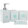 Sweet Home Collection Set da 4 pezzi per vasca da bagno e doccia, in resina, conchiglie da spiaggia, design contemporaneo