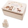 wunderwunsch - Scatola dei ricordi personalizzata per bambini con stampa di alta qualità - Scatola dei ricordi personalizzata - Carina scatola dei ricordi in legno - Regalo per nascita (corona di