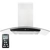 KKT KOLBE Cappa aspirante 90 cm | cappa a isola | acciaio inossidabile | vetro nero | Wi-Fi, funzione SensorTouch | SINUS-ISO-HC