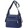 YANAIER Borsa a tracolla da donna, zaino da donna, impermeabile, in nylon, convertibile, multifunzionale, Blu scuro, Large