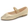 Feversole Women's Soft Elastic Round Toe Ballet Flat,Ballerina a Punta Tonda per Donna Mary Jane in Pelle vegana Oro con Fodera di Tela 38 EU