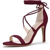 Allegra K donne punta aperta Stiletto tacco alto sandali stringato Rosso 36