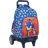 safta Sonic Prime - Zaino grande con ruote, compatto evoluzione, rimovibile, ideale per bambini di diverse età, comodo e versatile, qualità e resistenza, 33 x 22 x 45 cm, colore blu, blu, Estándar, Casual