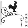 Relaxdays Ganci Appendivasi con Gallo, Portavasi da Parete, Decorazione da Giardino, in Metallo, 30 x 28 x 2 cm, Nero