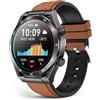 EarlySincere Smartwatch Uomo Donna, Orologio Fitness con Pressione Sanguigna/Sonno, Smartwatch da 1,39", Impermeabile IP67 per Android iOS Pelle Marrone