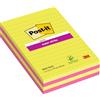 Post-it 51340 Super Sticky Foglietti a Righe, 45 Fogli, Confezione da 2 Blocchetti, 125 x 200 mm, Neon