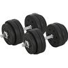HOMCOM Set Manubri Palestra 30kg (8x2.5kg, 4x1.5kg), Pesi Palestra con 12 Dischi da 1.5kg, 2.5kg, Փ25mm, per Allenamento a Casa