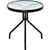 Outsunny Tavolino da Giardino Rotondo con Ripiano in Vetro, Tavolino da Caffè per Interni ed Esterni, Φ50x55cm, Nero|Aosom