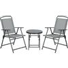 Outsunny Set da Giardino 3 Pezzi con 2 Sedie 53.5x64x93 cm e Tavolino da Caffè Ø45x50 cm, in Metallo, Grigio Chiaro|Aosom