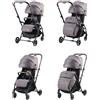 AZIAMOR Mibb Passeggino Leggero Level Up Fronte Strada e Fronte Mamma Colore Grigio