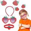 XEPST Costume Set Fragola, Fascia con Testa di Fragola Bopper, Occhiali da Sole, Braccialetto per Costume di Frutta, Cosplay, Compleanno, Halloween