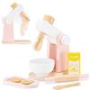 Mamabrum Set Giochi Cucina Bambini in Legno - Frullatore Giocattolo con Accessori da Pasticceria, Mixer e Biscotti - Cucina Giocattolo per Bambini 3-8 Anni, Rosa