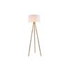 Briloner Piantana 1 luce Floor in legno e paralume in tessuto bianco attacco E27
